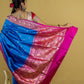 Turquoise Blue Rani Border Kadhua Katan Banarasi Silk Saree