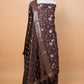 Coffee Brown Embroidered Puna Silk Suit