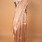 Beige Striped Handloom Tissue Silk Saree