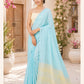 Firozi Blue  Pure Linen Saree