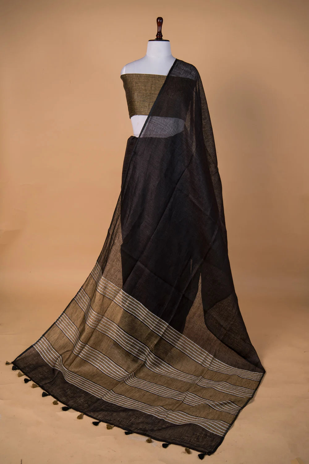 Coffee Brown Pure Linen Saree