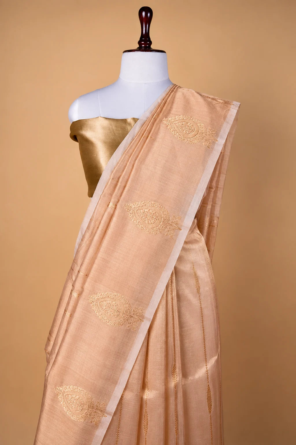 Beige Handloom Tissue Silk Saree