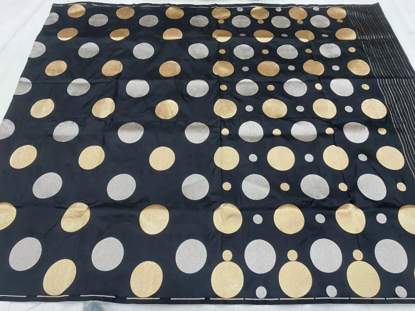 Rekhaji Inspired Black Polka Dot Katan Silk Saree