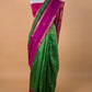 Bright Green Zari Buta Raw Silk Saree