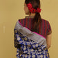 Ink Blue Floral Katan Banarasi Silk