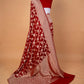 Maroon Red Floral Khaddi Silk Saree