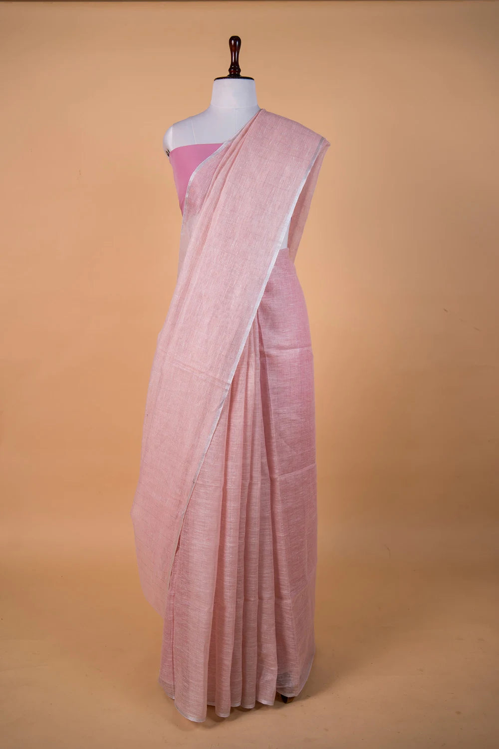 Peach  Pure Linen Saree