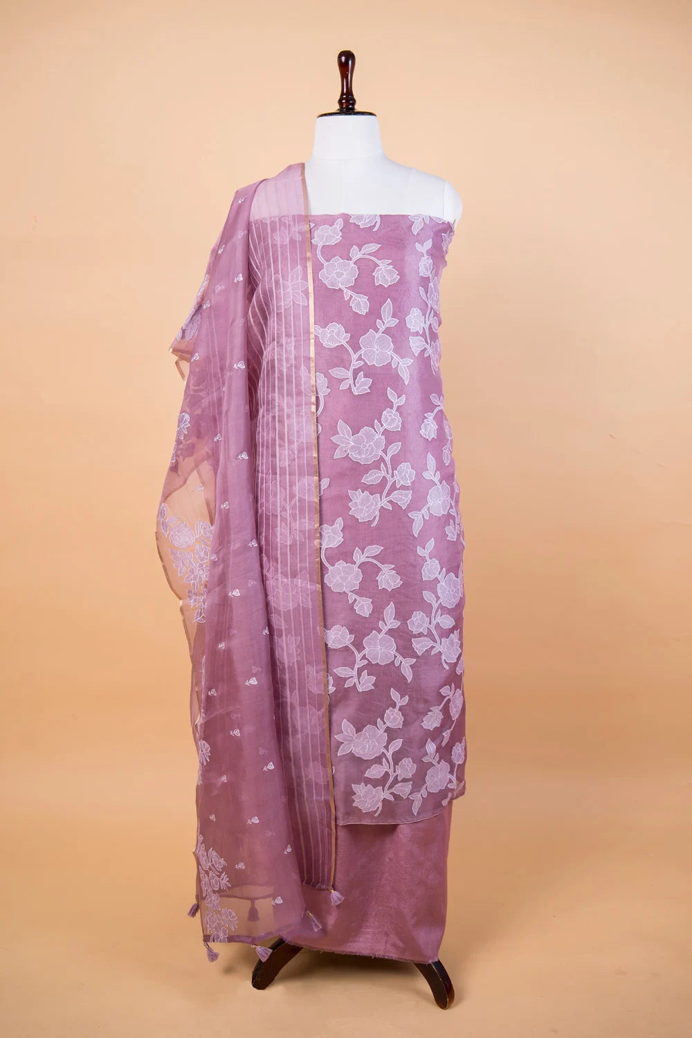 Lavender Applique Organza Suit