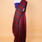 Maroon & Brown Striped Pure Linen Saree