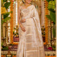 Cream Meenedar Chiniya Silk Saree