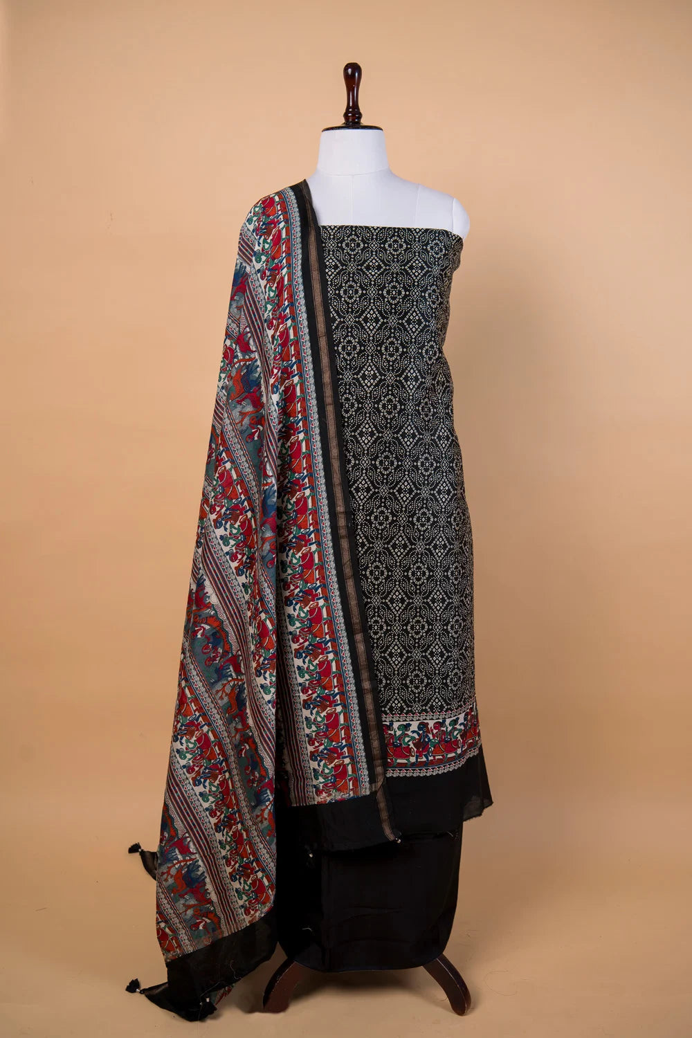 Black Cotton Printed Suit