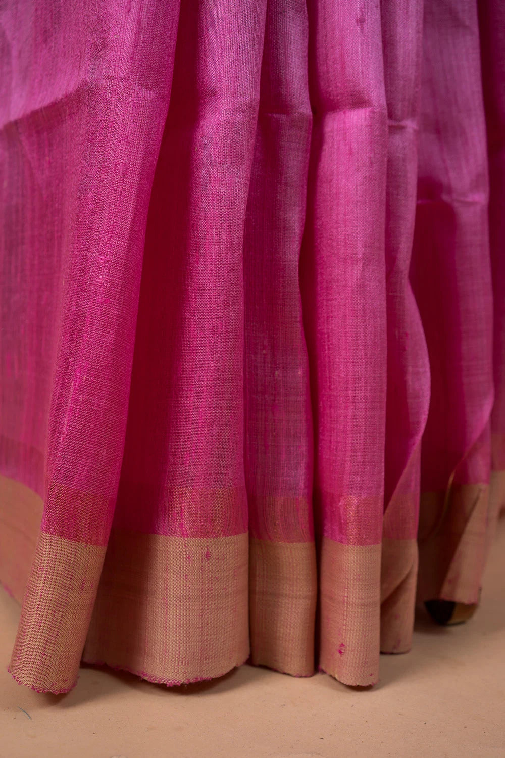Baby Pink Handloom Raw Silk Saree
