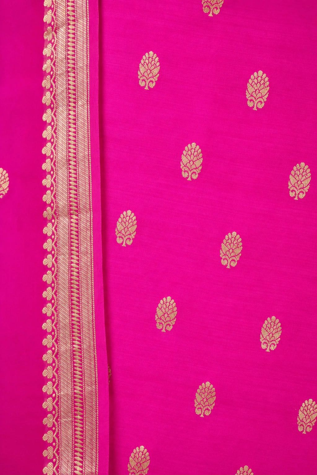 Rani Pink Handwoven Chiniya Silk Suit Set