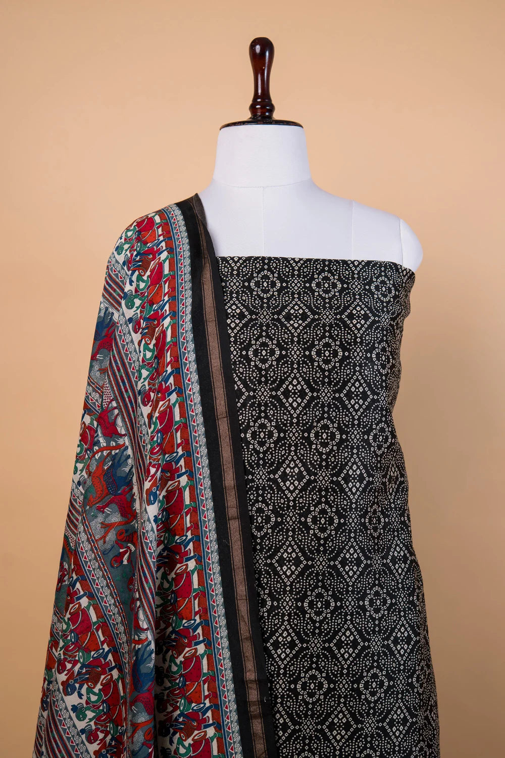 Black Cotton Printed Suit