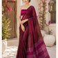 Brick Red Pure Linen Saree