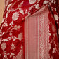 Maroon Red Floral Khaddi Silk Saree
