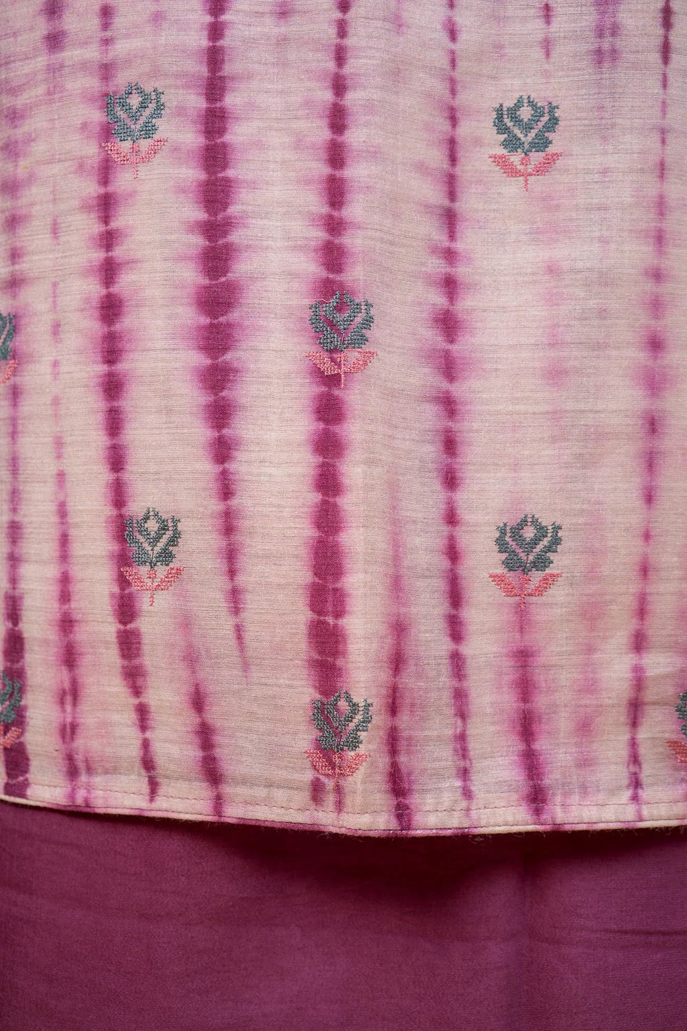 Onion Pink Shibori Dye Munga Silk Suit