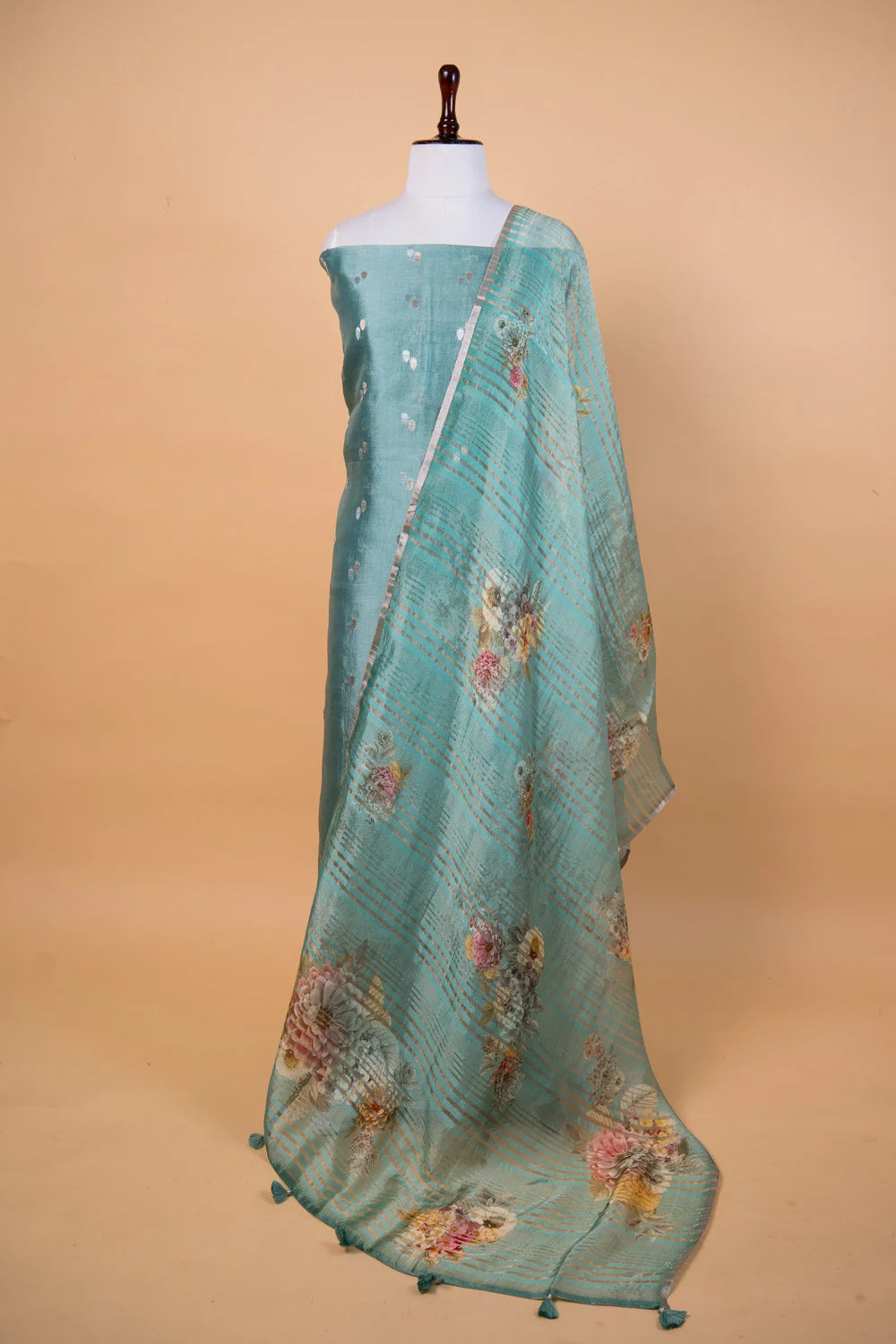 Sea Green Sona Rupa Weaving Puna Silk Suit