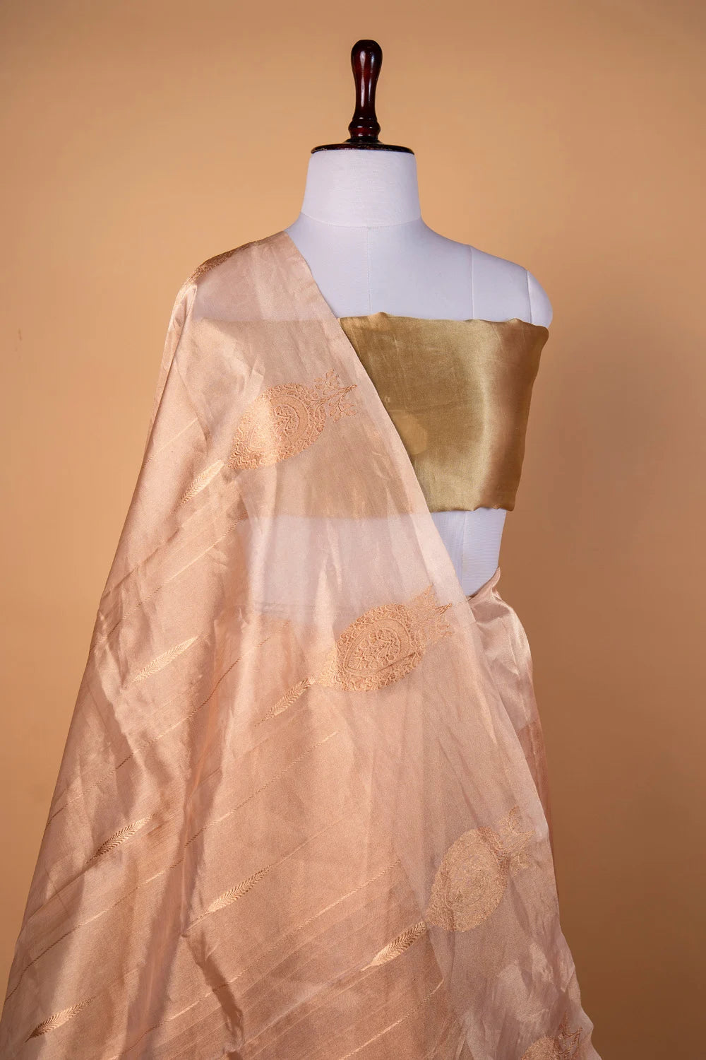 Beige Handloom Tissue Silk Saree