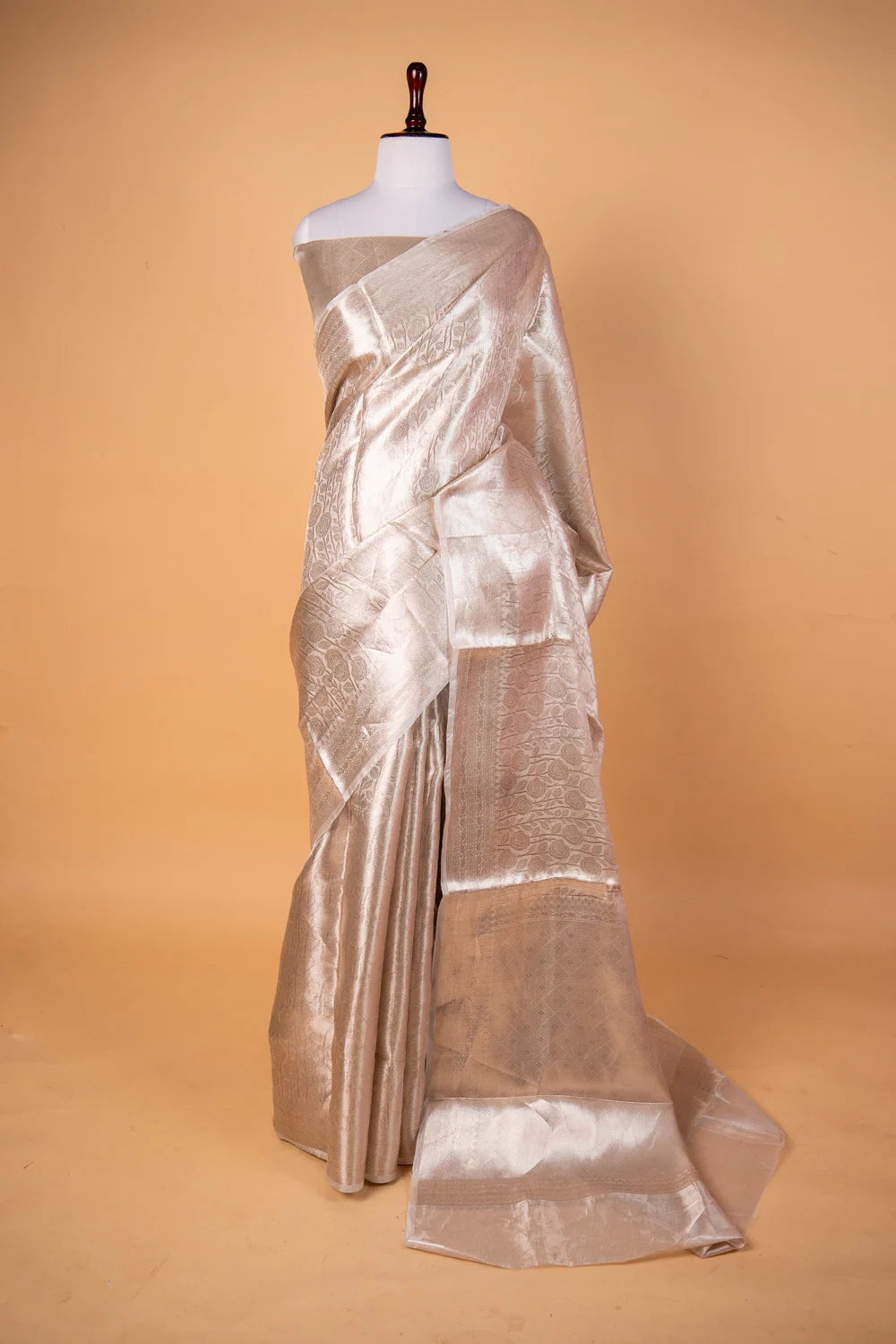 Rekhaji Inspired Silver Tissue Silk Saree