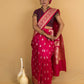 Ruby Pink Handwoven Katan Banarasi Silk Saree