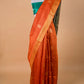 Orange Zari Buta Raw Silk Saree