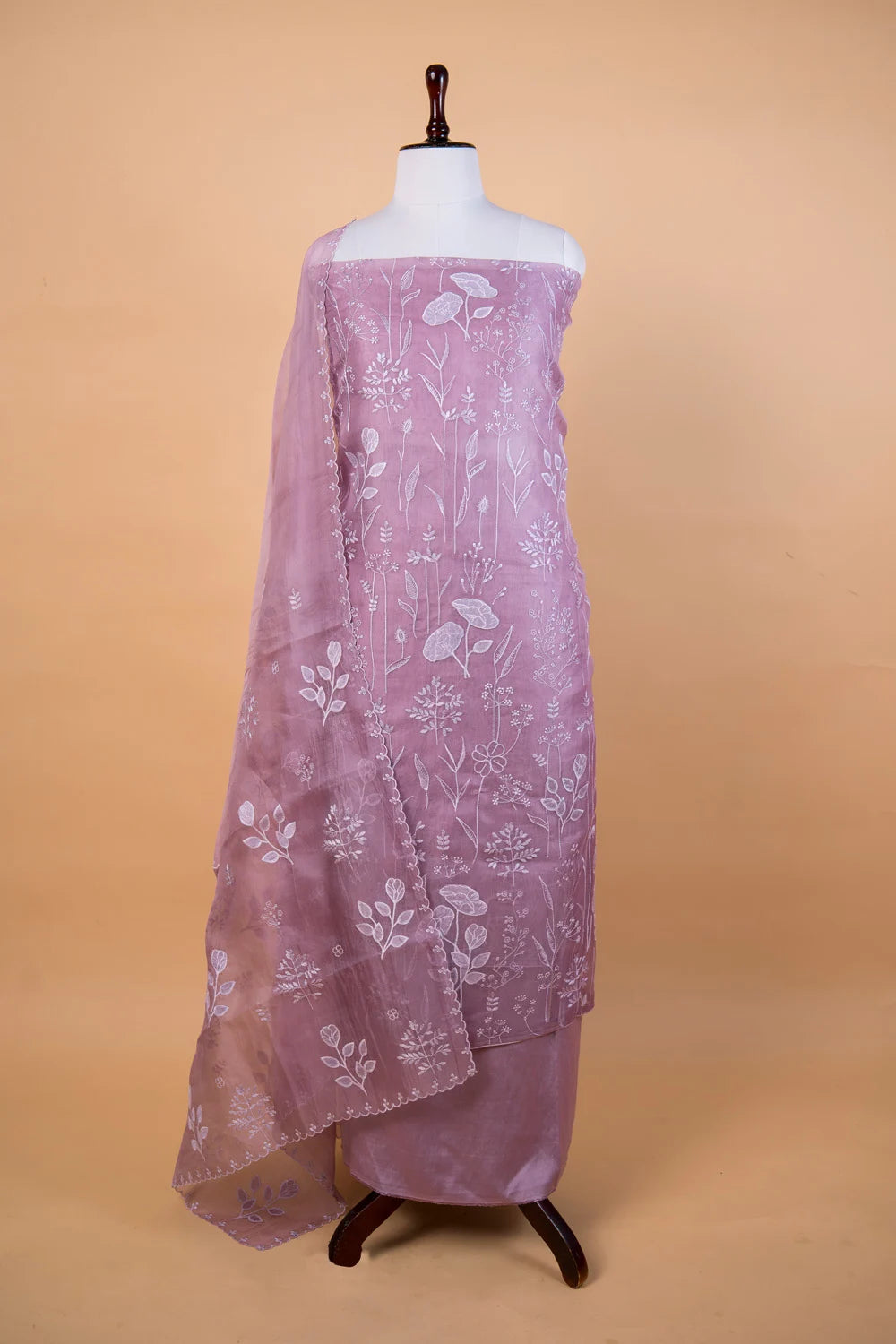 Lavender Embroidered Organza Suit