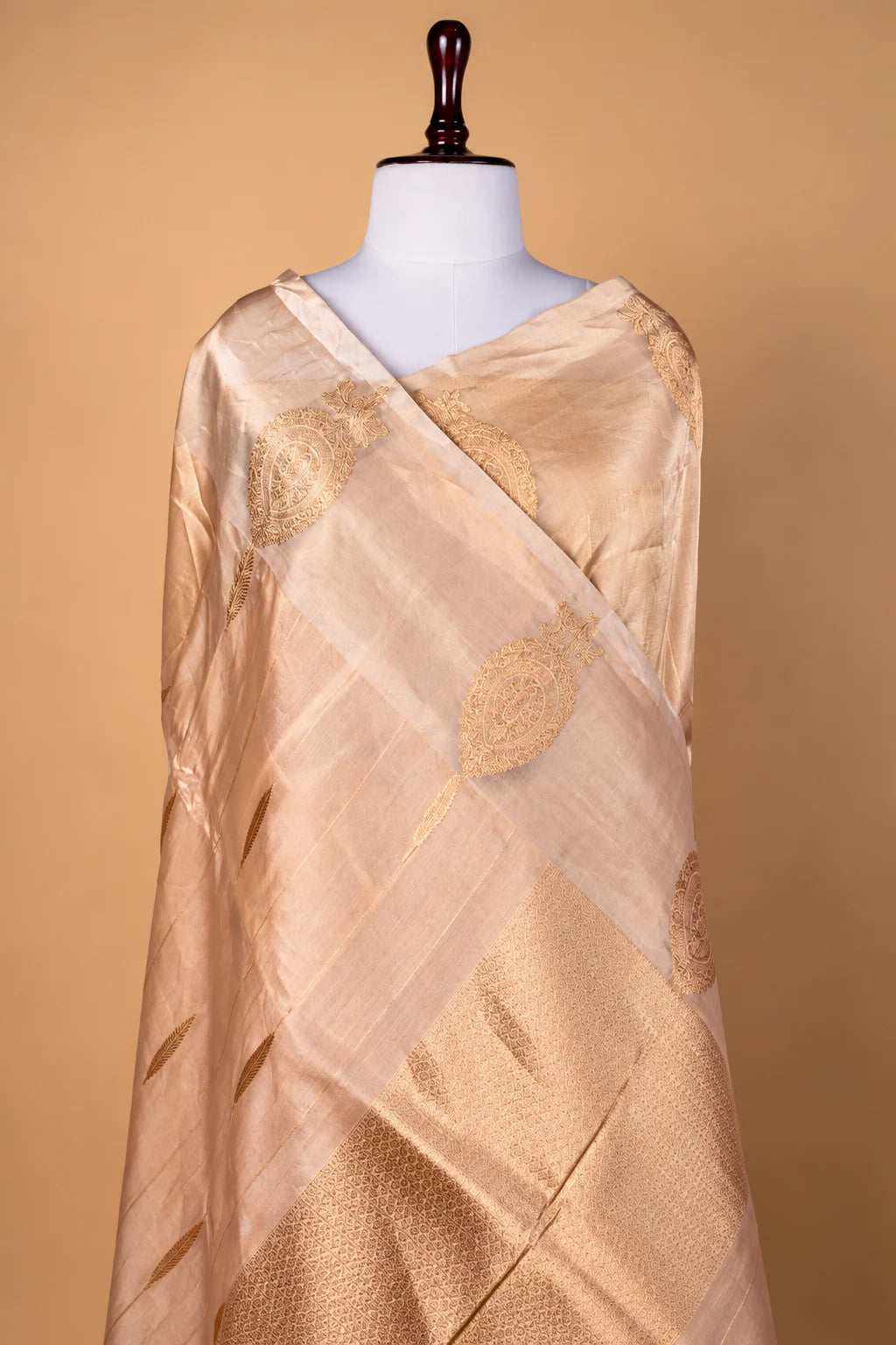 Beige Handloom Tissue Silk Saree
