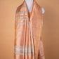 Light Peach Handloom Raw Silk Saree