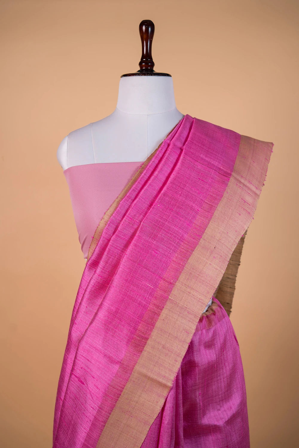 Baby Pink Handloom Raw Silk Saree