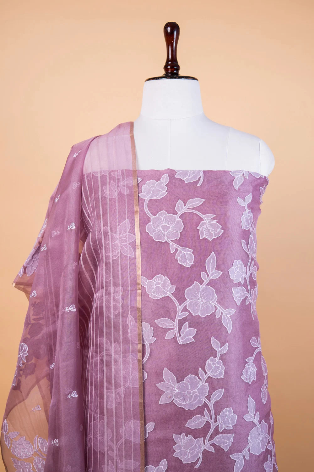 Lavender Applique Organza Suit