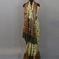 Green & Beige Floral Print Chanderi Banarasi Silk