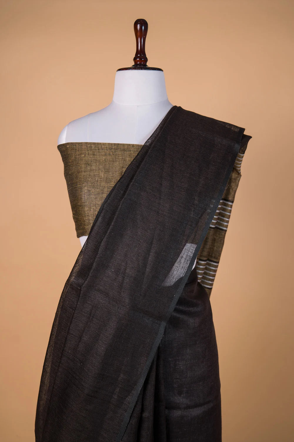 Coffee Brown Pure Linen Saree