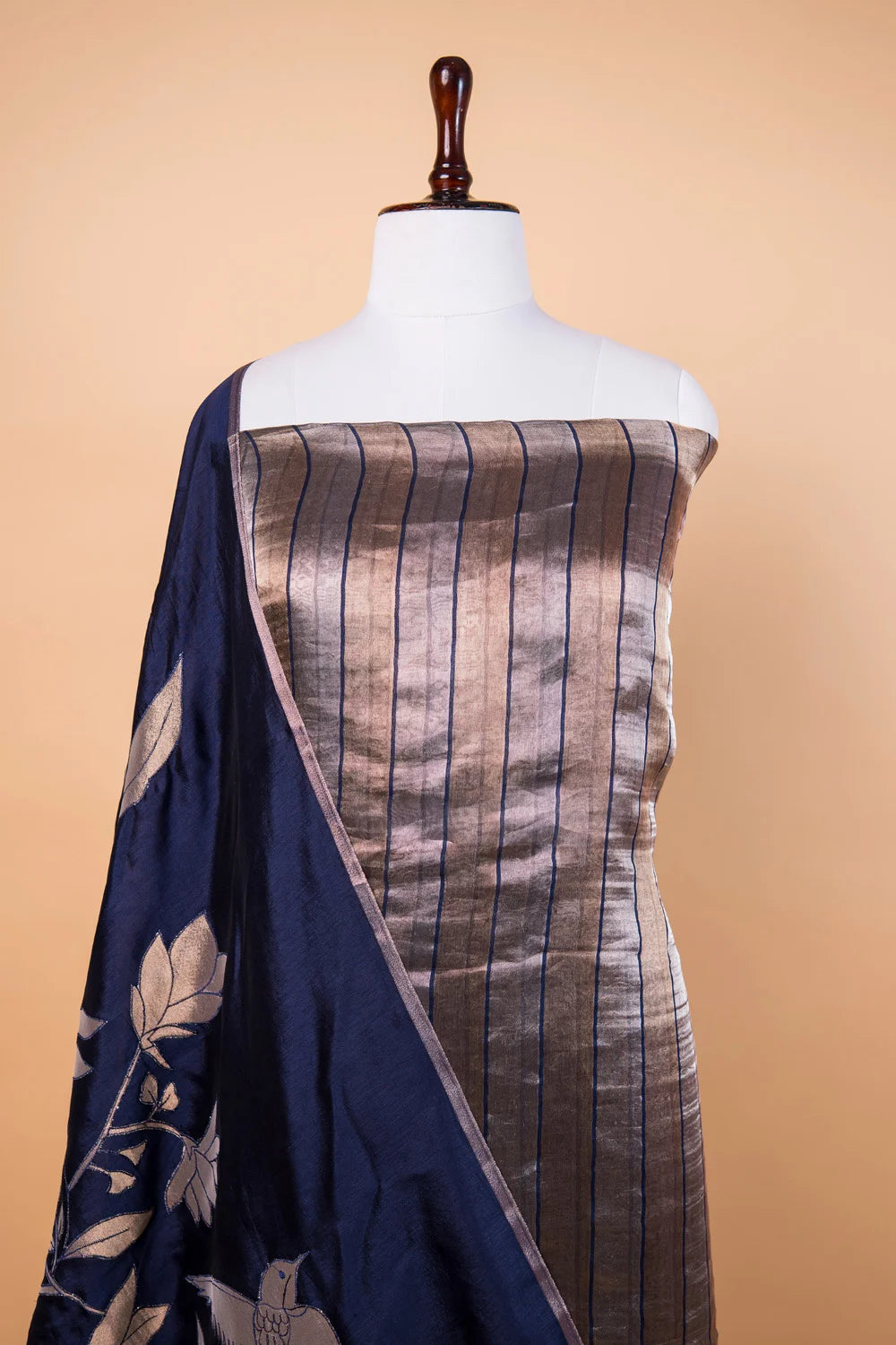 Royal Blue Applique Puna Silk Suit