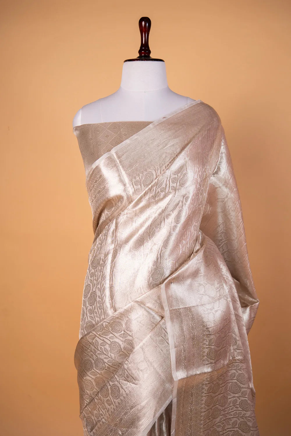 Rekhaji Inspired Silver Tissue Silk Saree
