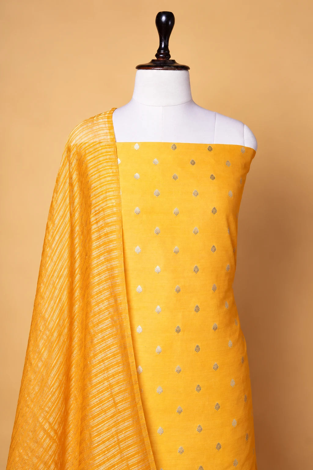 Rich Yellow Handwoven Chiniya Silk Suit Set