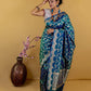 Elegant Peacock Color Uppada Handloom Katan Banarasi Silk Saree