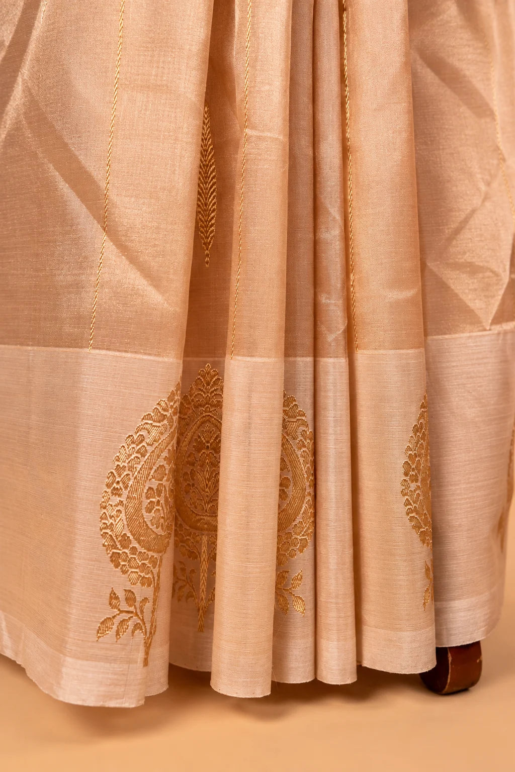 Beige Handloom Tissue Silk Saree