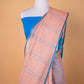 Peach & Blue Stripes Pure Linen Saree