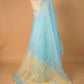 Firozi Blue  Pure Linen Saree