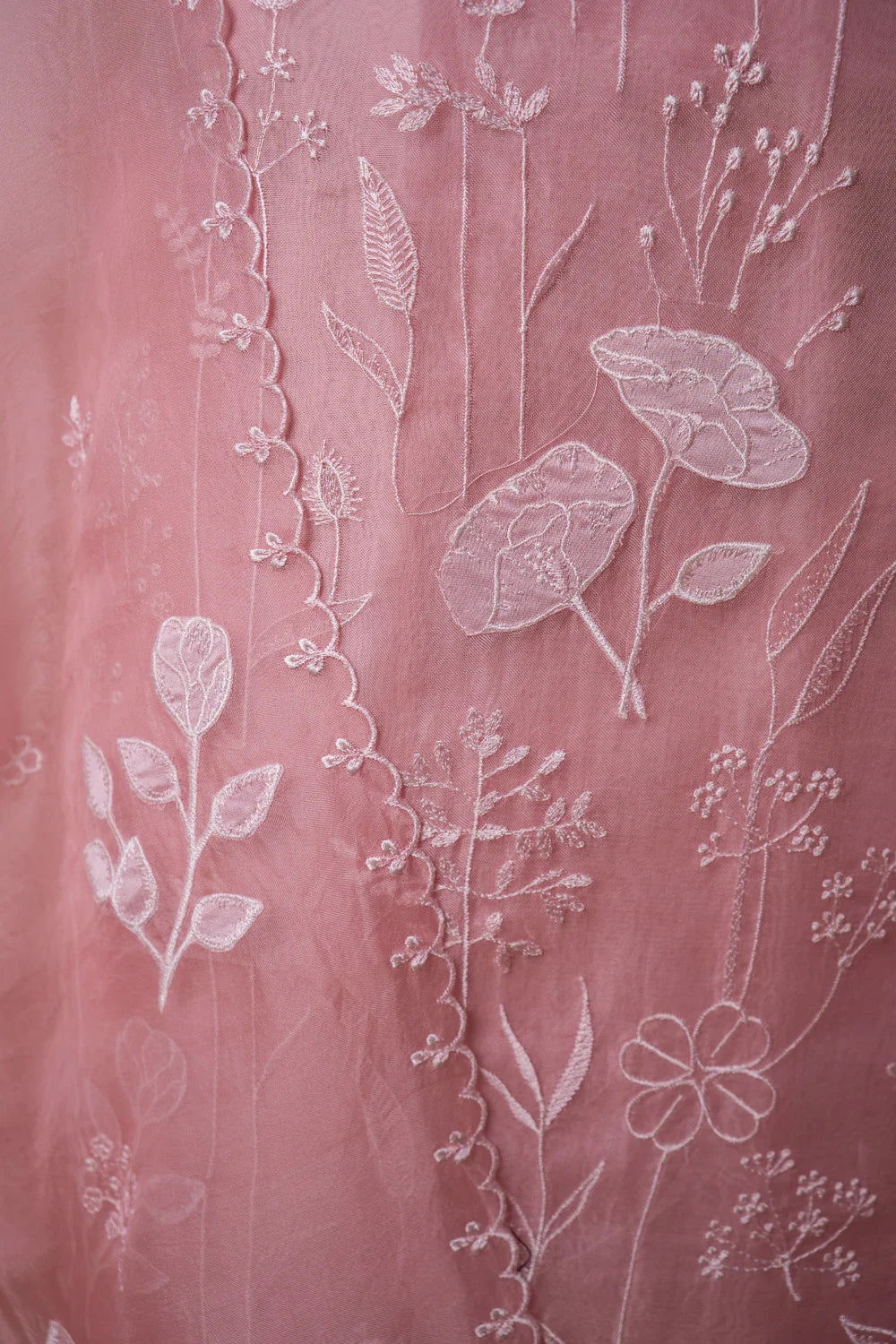 Light Pink Embroidered Organza Suit