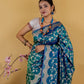 Elegant Peacock Color Uppada Handloom Katan Banarasi Silk Saree