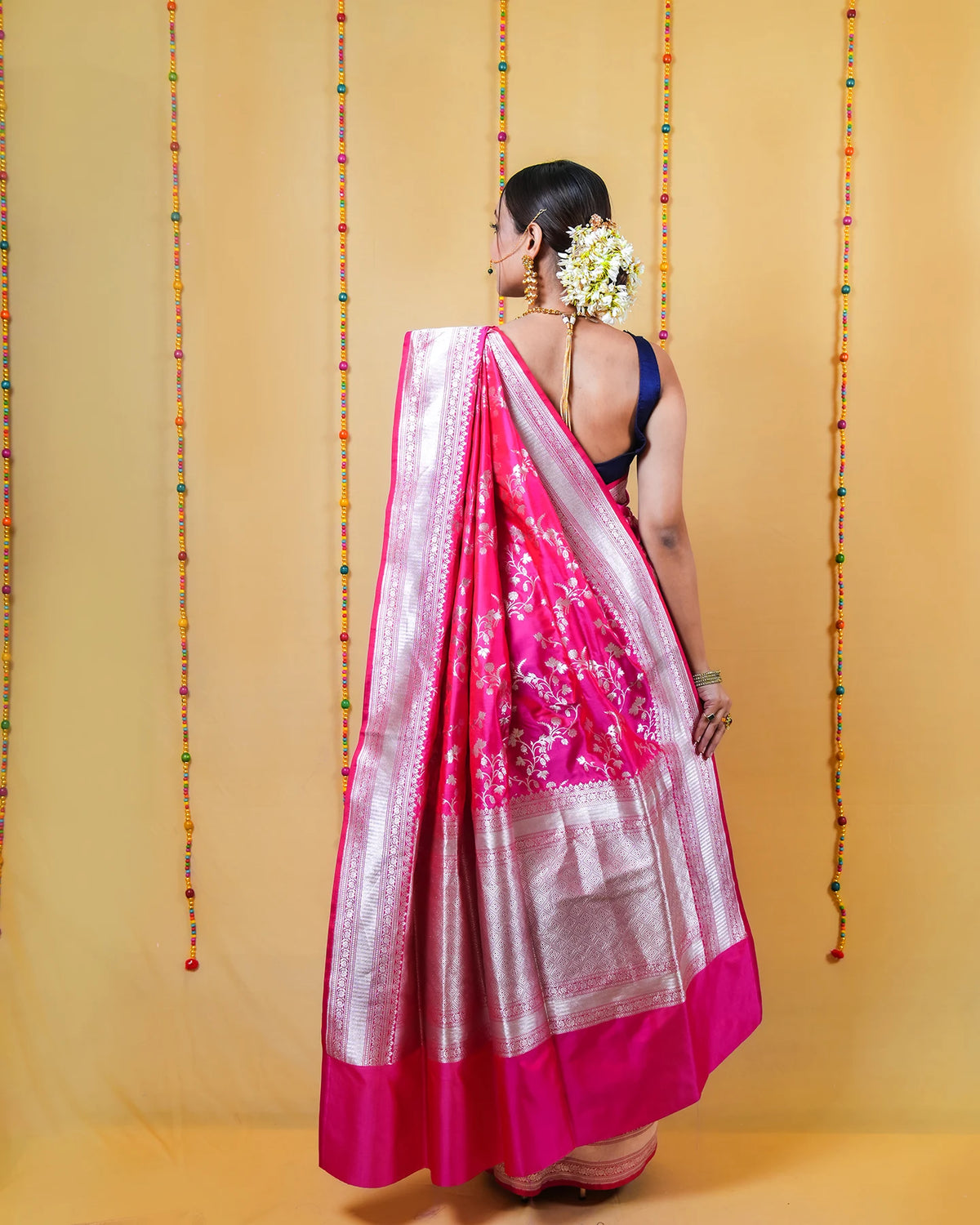 Crimson Pink Rupa Zari Katan Banarasi Silk Saree