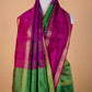 Bright Green Zari Buta Raw Silk Saree