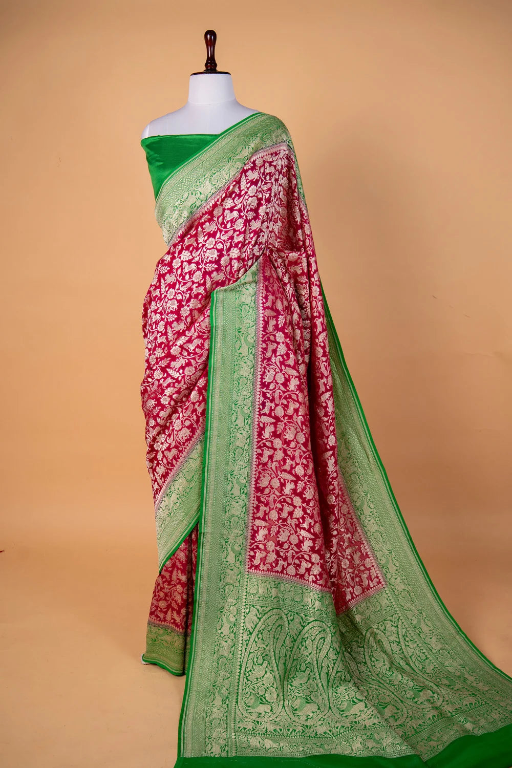 Rani & Green Shikargah Khaddi Silk Saree