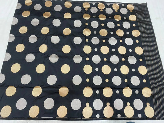 Rekhaji Inspired Black Polka Dot Katan Silk Saree