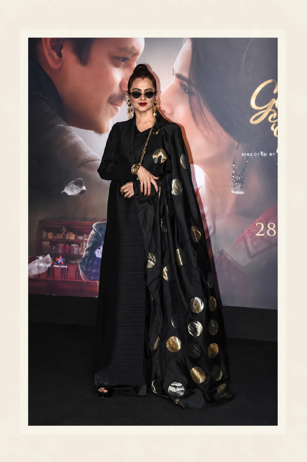 Rekhaji Inspired Black Polka Dot Katan Silk Saree