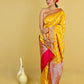 Bright Yellow Ada  Lehariya Katan Banarasi Silk Saree