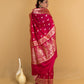 Ruby Pink Handwoven Katan Banarasi Silk Saree