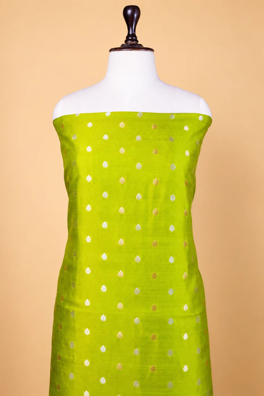 Olive Green Handwoven Chiniya Silk Suit Set